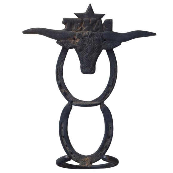 Other - Texas Longhorn Horseshoe Metal Wall Hook Rustic Decor Cowboy Decor Handmade